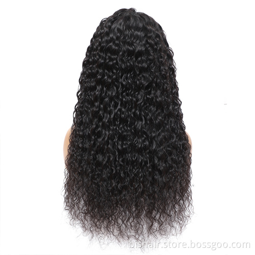 150% density Brazilian wave front lace real human hair T-shaped lace wig suitable for female curly human hair wig, natural color